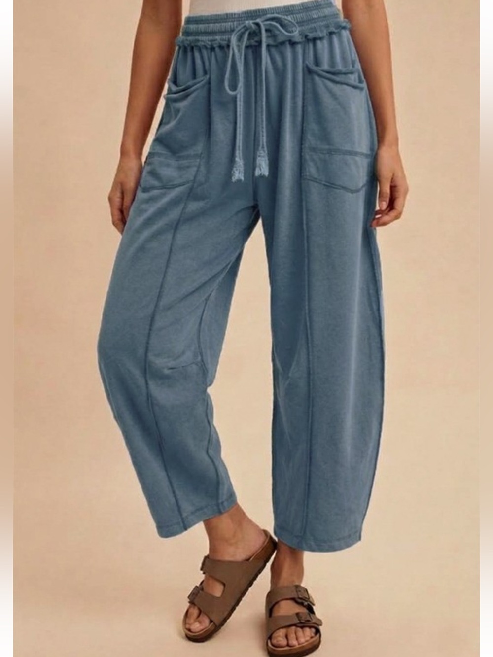310 ❤️ MIDNIGHT MINERAL WASH BARREL FIT UTILITY KNIT
PANTS